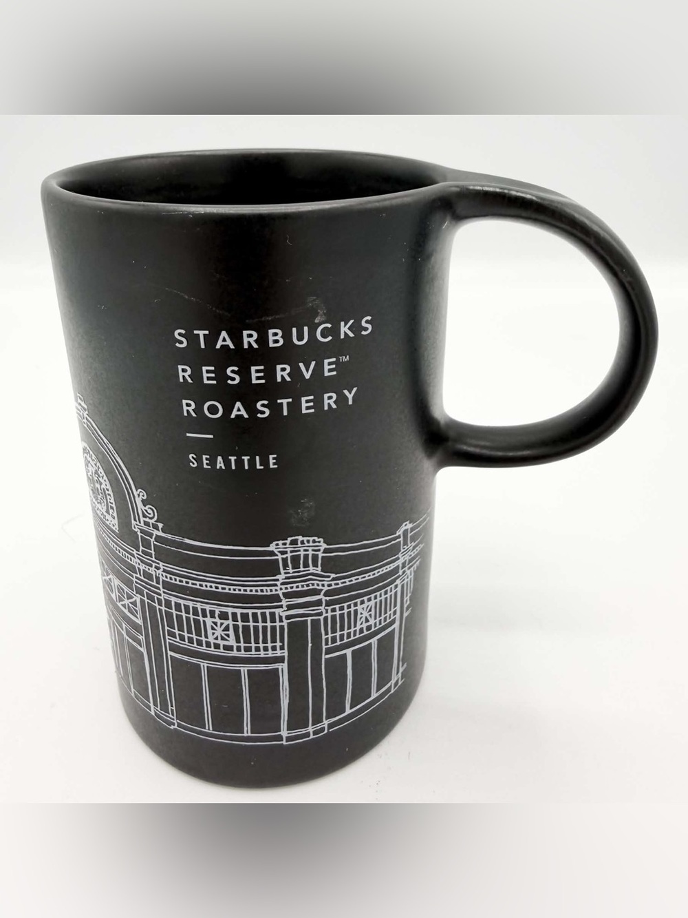 Starbucks Reserve Roastery Seattle Black Ceramic Coffee Tea Cup Mug Handle 10 oz